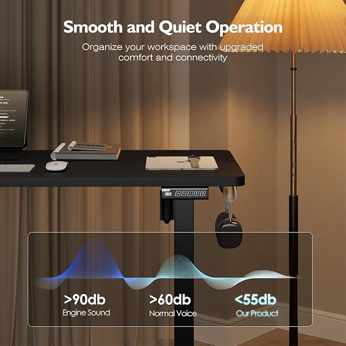 Monomi 59 inch Electric Standing Desk with Memory Preset Adjustable Height Standing Desk for Home Office &amp Gaming Large Computer Desk with Anti-Collision Black