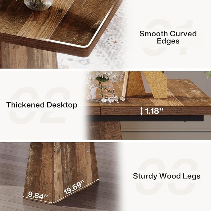 Tribesigns 63-Inch Executive Desk Modern Office Computer Desk with Sturdy Double Pedestal Large Study Writing Table Simple Workstations for Home Office Natural