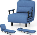 Giantex Convertible Sofa Bed 3-in-1 Folding Sleeper Chair with 5-Position Adjustable Backrest Wheels 2 Legs Recliner Chaise Lounge with Pillow Armchairs for Nursery Living Room Office (Blue)
