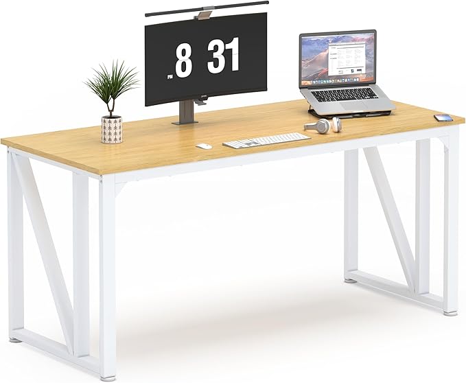 NSdirect Computer Desk 62.2×22.8 Inch Gaming Desk with Deeper &amp Thicker Desktop Office Desk Work Desk for Home Office Natural
