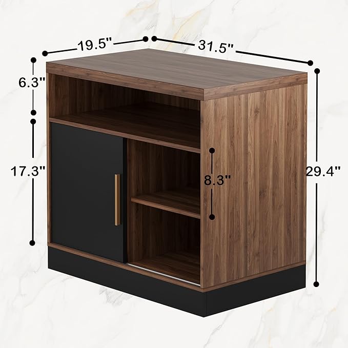 Electric Standing Desk with Storage Cabinet Adjustable Height Executive Desk with Credenza Home Office Workstation with A Engineered Wood 1.18 Solid Desktop Black Walnut