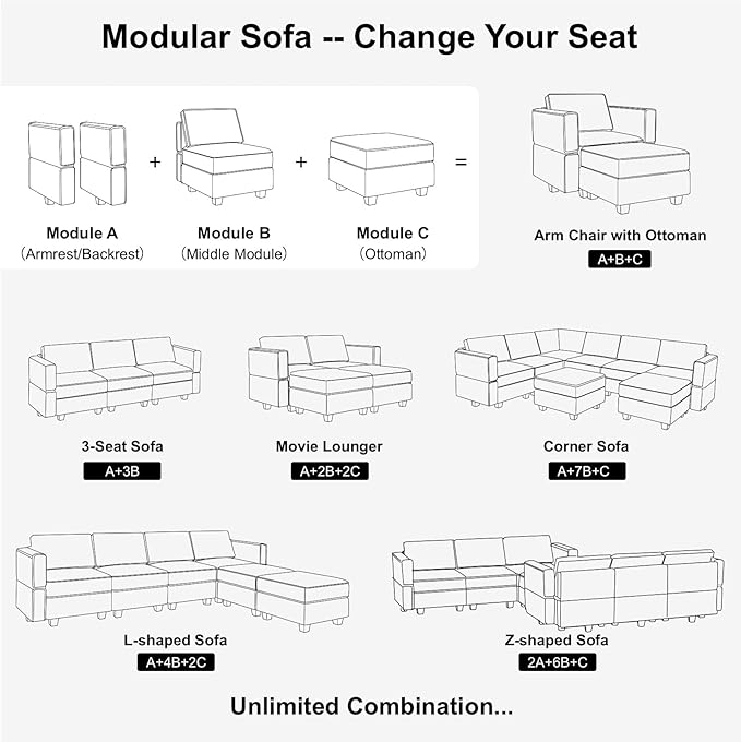Belffin Fabric Modular Sectional Sofa Armrest Backrest Module Couch Side Sectional Part Armrest/Backrest (Set of 2) Peacock Blue