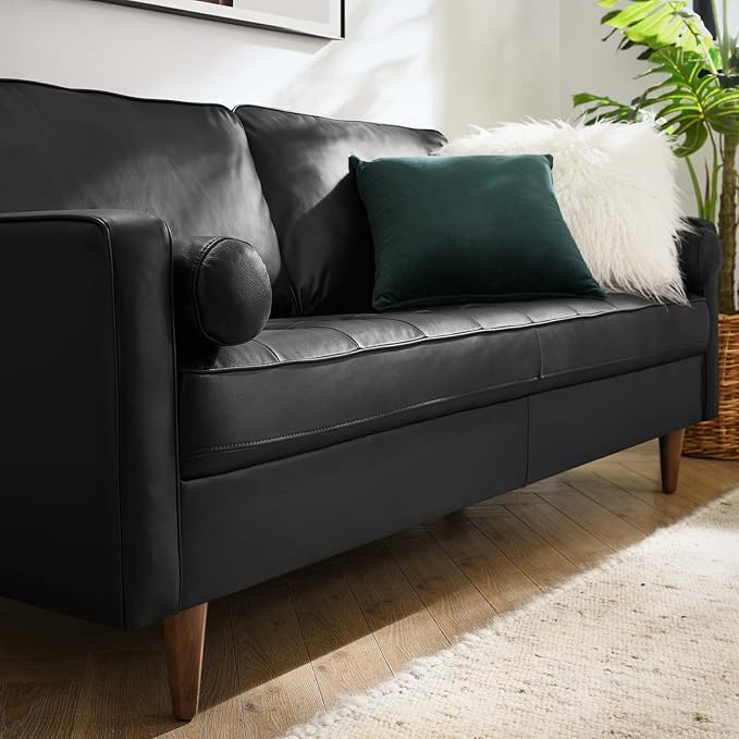 Modway EEI-4633-BLK Valour Leather Sofa Black
