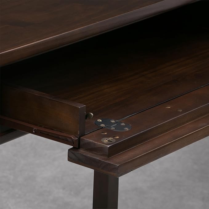 SIMPLIHOME Warm Shaker Desk - 48 Inch Wide Solid Wood Writing Desk in Mocha Brown Transitional Home Office Computer Table for Workspace or Study with Flip-Down Keyboard Tray and 2 Drawers