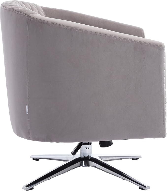 Swivel Barrel Chair Living Room Chair with Nailheads and Metal Base