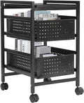 Rolling File Cart Mobile File Cabinet with Storage Drawer Movable Pull-Out Storage Art Craft Organizer on Wheels Utility Cart Storage and Organizer for Home Office (2 Tiers)