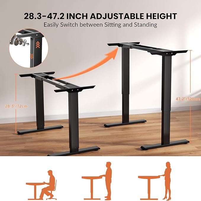 Dual Motor Electric Standing Desk Frame WorkstationMemory Controller Height Adjustment330 lbs CapacityComputer Desk for Home and OfficeBlack Frame Only