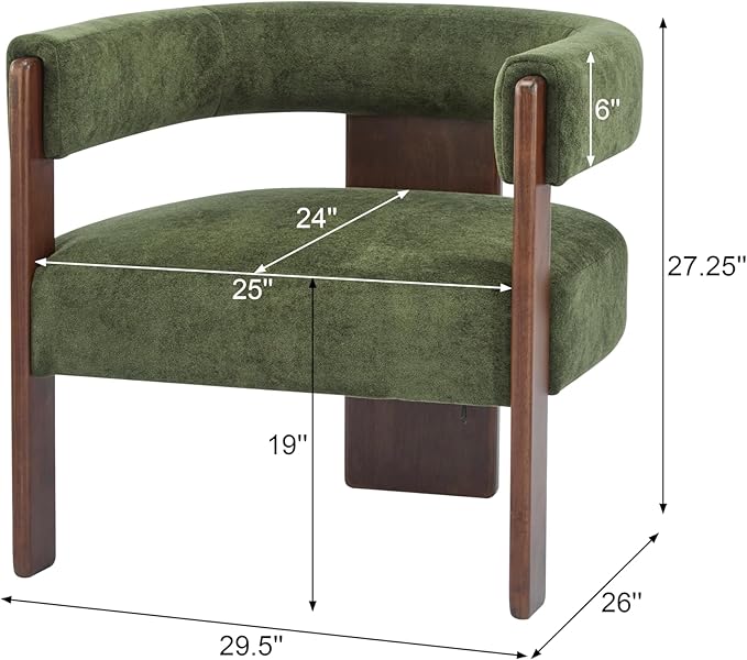 Christopher Knight Home Nettie Modern Accent Chair for Living Room Velvet Fabric Single Lounge Sofa Chair with Wooden Frame Comfy Reading Chair for Bedroom Lounge Armchair with Cushion Olive Green