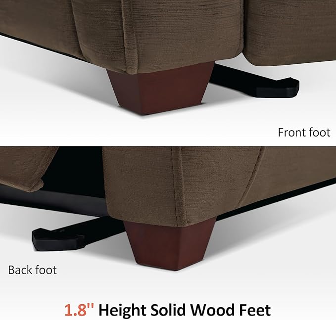 MCombo Power Zero Wall Hugger Recliner Chair for Small Space RV Living Room Power Recliner with Adjustable Headrest USB &amp USB-C Charging Ports Fabric ST257 (Coffee)