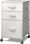 DEVAISE Mobile File Cabinet Rolling Printer Stand with 3 Drawers Fabric Vertical Filing Cabinet fits A4 or Letter Size for Home Office White