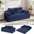 COMAX Convertible Sofa Bed Folding Floor Couch Corduroy Fold Out Couch Bed Futon Sleeper Mattress with Pillows Boneless Sofa Comfy Lounge Loveseat for Living Room Bedroom Navy