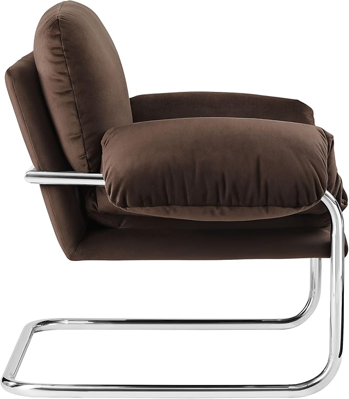 Modway Ansel Performance Velvet Accent Chair in Chocolate Brown - Stain-Resistant Velvet Lounge Chair for Living Room Bedroom - Corner Reading Chair with Arms and Removable Cushions