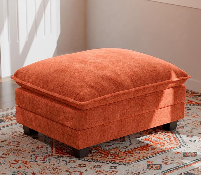 ELUCHANG Ottoman for Modular Sectional Cloud Couch Deep Seat Sofa for Apartment Living Room and Bedroom Easy Assembly Chenille Terracotta