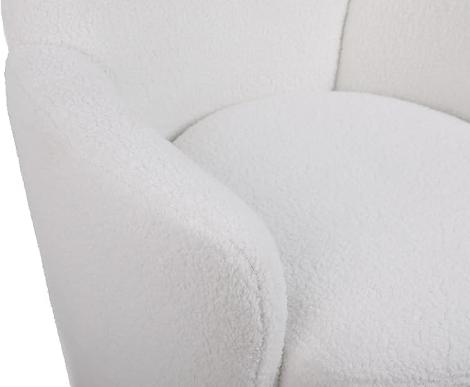 Swivel Accent Chair Modern Teddy American Design Swivel Round Barrel Chairs Upholstered Cozy Style for Living Room Bedroom Home Office (Teddy Ivory 1 Pack)