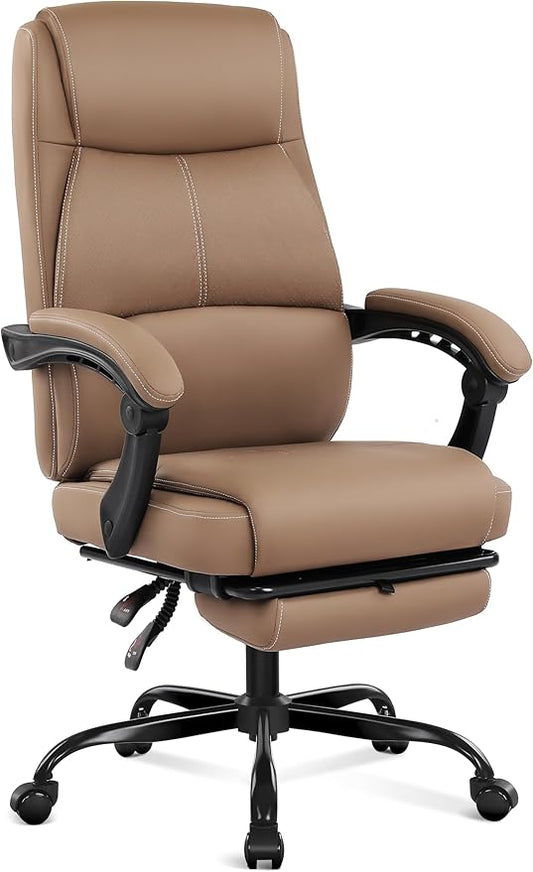 Misolant Big and Tall Office Chair with Footrest High Back Desk Chair with Linkage Armrest 90-155° Recline Executive Computer Chairs with Adjustable Height for Home