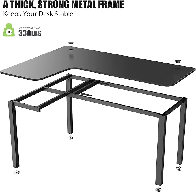 EUREKA ERGONOMIC L Shaped Gaming Desk 61 Inch Corner Computer Desk Modern Office Study Writing Desk Home Gaming Table with Mouse Pad &amp Cable Management Sturdy Metal Frame Easy to Assembly Le