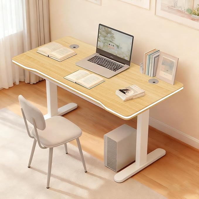 Gaming Desk Modern Simple Style Computer Desk with Sturdy Desktop for Home Office Bedroom Study Home Office Desk with Black Desktop Easy Assembly