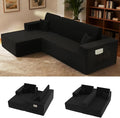 110 Boneless Couch Cloud Modular Sectional Sofa with L-Shape Chaise Modern Upholstered Couches for Living Room Bedroom No Assembly Required (Black 110 Left Facing Chaise+2 Seaters)