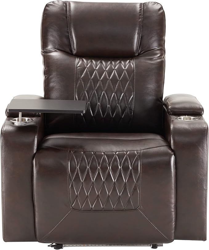 Merax Electric Recliner Chair with USB Charge Port 360 Swivel Tray Table Hand in-Arm Storage and Cup Holders Ambient Lighting - Ambient Lighting Gaming Recliner Chair Home Theater Seating