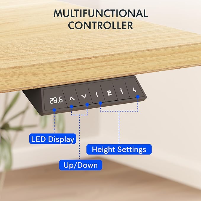 FLEXISPOT 60x24 One-Piece Electric Standing Desk 1 Thick Seamless Desktop for Home Office Study &amp Multi-Monitor Setup Maple