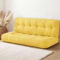 63 Inch Folding Bench Cushion 4 Inch Thick 2-in-1 Convertible Long Floor Lounger Boneless Cushions Couch Mattress Upholstered for Yoga Reading Sleeping Meditation Living Room(Yellow)