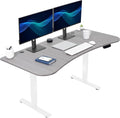 VIVO Electric 63 x 32 in Standing Desk Memory Height Adjustment 176 lb Frame Support 2E Series Dark Gray Top White Frame DESK-KIT-2EWG