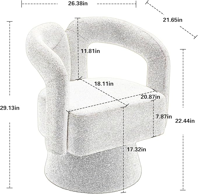 360 Degree Swivel Cuddle Barrel Accent Chairs Round Armchairs with Wide Upholstered Fluffy Fabric Chair for Living Room Bedroom Office Waiting Rooms (Beige)