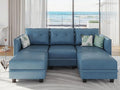 LLappuil Modular Sectional Sofa Convertible U Shaped Couch with Storage Faux Leather Fabric Waterproof Sectional Couch for Living Room 86.2 Width 5 Seat Modular Sofa Navy Blue
