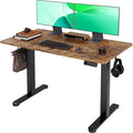 Claiks Electric Standing Desk Adjustable Height Stand up Desk 24x48 Inches Sit Stand Home Office Desk with Splice Board Black Frame/Rustic Brown Top