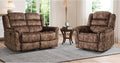 EBELLO 2 Pieces Reclining Couch Furniture Set Soft Fabric Manual Recliner Sofa Home Theater Seating Manual Recliner and Wide 3PC Bonded Sofa Set for Living Room Brown