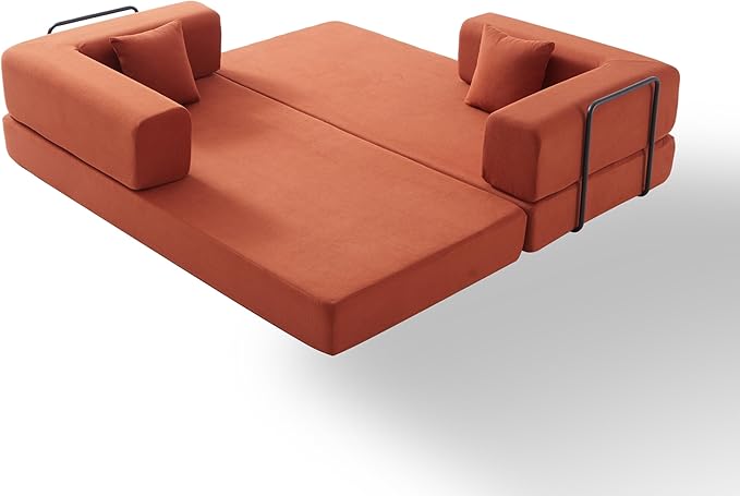 KEIKI Convertible Corduroy Sleeper Sofa Bed with Supportive Metal Frame Modern Floor Lounge Couch for Relaxing Reading Napping