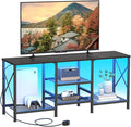 TV Stand with LED Lights for 55 Inch TV Entertainment Center with 3-Tier Open Shelves TV Console Table for Living Room Bedroom Black