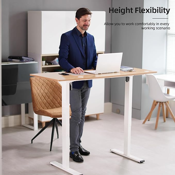 Standing Desk Frame with 330lbs Powerful Dual Motor Electric Adjustable Height Computer Table Legs Sit Stand Up Desk Base with Memory Controller for Home Office WhiteED04NW (Frame Only)