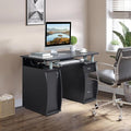Black Computer Desk with Drawers Home Office Desk Modern Work Study Gaming Writing Home Office Desks with Storage Table for Bedroom PC Laptop Workstation 45.27 L x 21.65 W x 29.13 H
