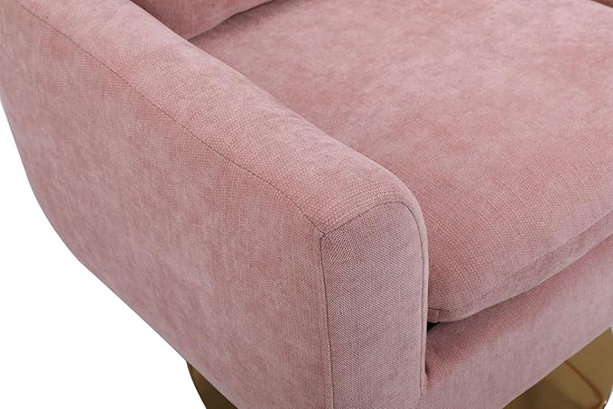 Pink Swivel Accent Chairs for Living Room Mid Century Modern Accent Chair with Arms Comfy Side Chairs for Living Room with Gold Base &amp Lumbar Pillow Upholstered Armchair with Wingback