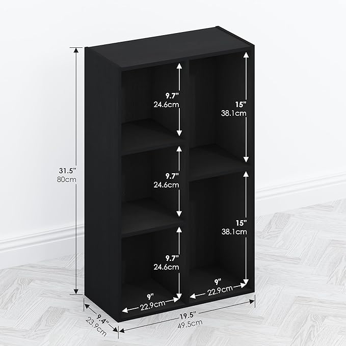 Furinno TOMI TV Stand 5-Cube Entertainment Center with Open Shelf Reversible TV Console for Living Room Bedroom Home Office Blackwood