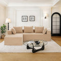 105 Modular Sectional Couches for Living RoomBoneless Couch with L-Shape ChaiseComfy Corduroy Sectional SofaNo Assembly RequiredBeige