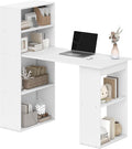 HOMCOM Modern Home Office Desk with 6-Tier Storage Shelves 47 Writing Desk with Bookshelf White