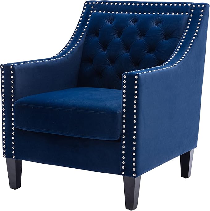 Accent Armchair Living Room Chair with Nailheads and Solid Wood Legs