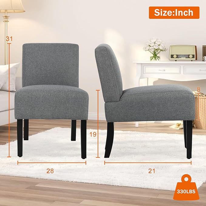 Modern Armless Accent Chairs for Living Room &amp Bedroom Thick Cushion &amp Solid Wood Legs Mid Century Design