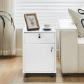TUKAILAi Mobile File Cabinet with Lockable Drawer &amp Door Under Desk Rolling Filing Cabinet with 4 Wheels Wooden Stationery Storage Cabinet for Home Office (White)