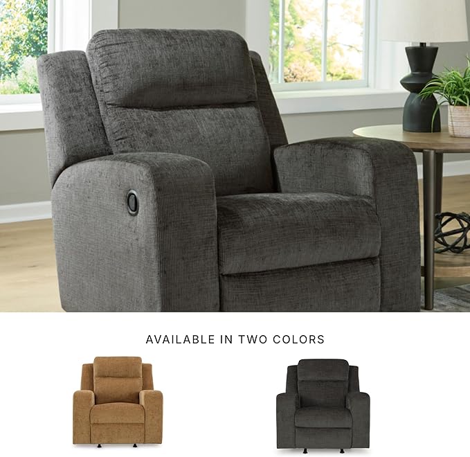 Signature Design by Ashley Kanlow Casual Manual Rocker Recliner with Track Arms Gray