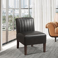 Armless Accent Chairs Upholstered Dining Chairs Living Room Chairs with Solid Wood Legs Leather Reading Chair for Adults Comfy Chair for Bedroom Vanity Kitchen (Black)