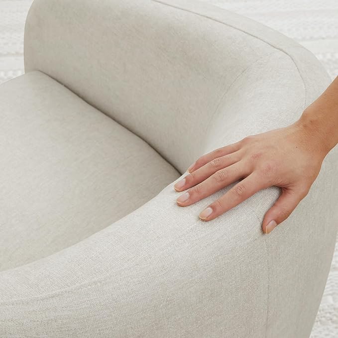 Watson &amp Whitely Swivel Accent Chairs for Living Room Modern Upholstered Arm Chair for Bedroom Fabric in Cream