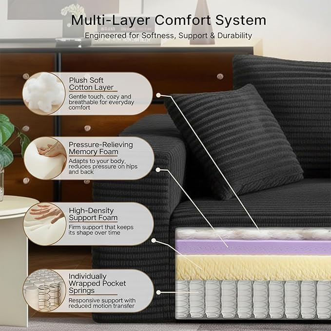 Single Cloud Sofa High Backrest Wider Armrest Memory Foam Boneless Couch Comfy Faux Fur Pillowed Single Seater No Assembly for Small Spaces Bedroom Dorm Office（Dark Gray）