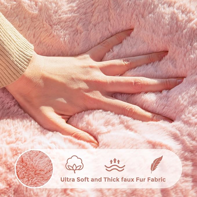 MAXYOYO Bean Bag Chair for Adults Floral Shaped Bean Bag Sofa Ultra Soft Faux Fur Floor Sofa Large Reading Chair for Living Room Bedroom Pink Single