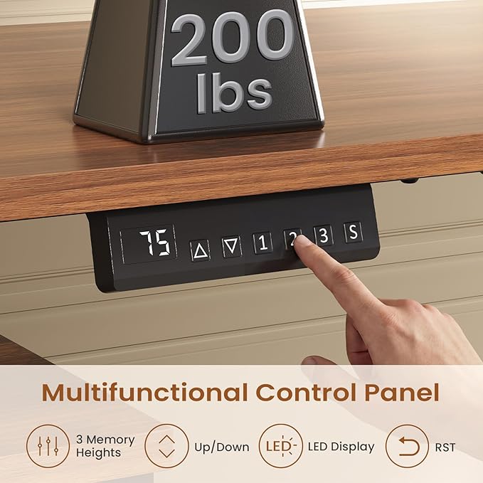 SEDETA Farmhouse L Shaped Electric Standing Desk 70.9 x 39.4 Height Adjustable Office Executive Desk with 3 Drawers Standing Computer Desks with Power Outlet for Home Office Black