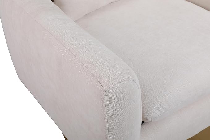 JOSHEN 360 Swivel Accent Chair IndoorModern Linen ArmchairComfortable Upholstered Lounge Chair with Metal Base for Living RoomApartmentOfficeBeige