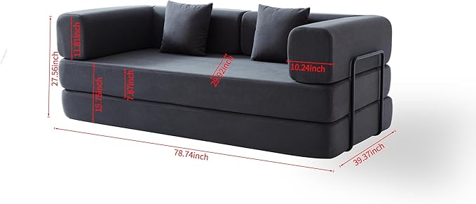 KEIKI Convertible Corduroy Sleeper Sofa Bed with Multi Position Backrest Floor Folding Mattress Sofa for Small Space Living Area Studio