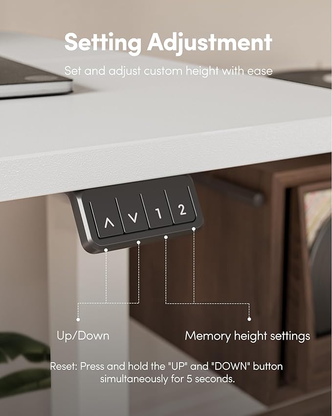 FEZIBO Electric Standing Desk Height Adjustable 55 x 24 Inches Sit Stand up Desk Home Office Computer Desk Rising Memory Presets (White)
